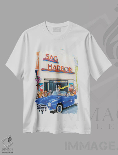 تیشرت سفید طرح دار پیش نمایش فیلم، هنر فاخر معاصر اثر کارول لوز | فروشگاه ایماژ