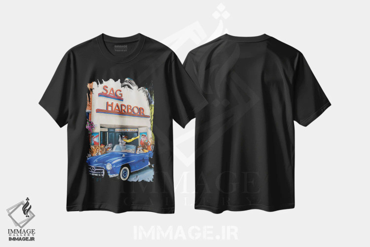 تیشرت مشکی طرح دار پیش نمایش فیلم، هنر فاخر معاصر اثر کارول لوز | immage.ir