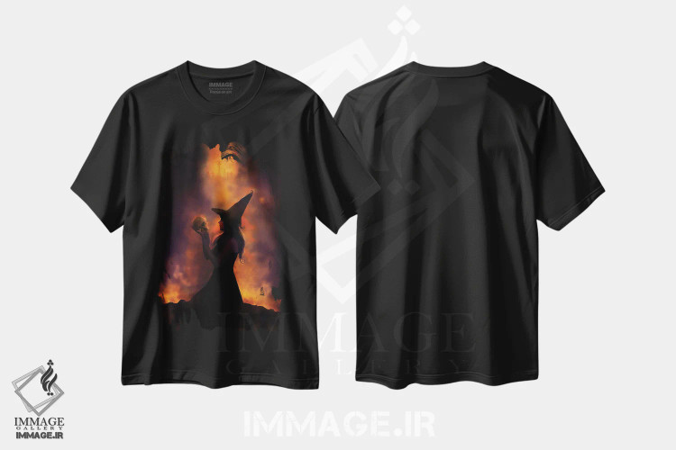 تیشرت مشکی طرح دار راز، دکوراسیون جایگزین اثر کلودیا مک کینی | فروشگاه ایماژ