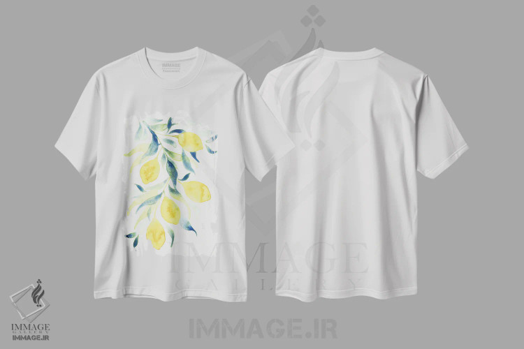 تیشرت سفید طرح دار لیموهای آبرنگی، مدیوم اثر کامیلا خونکوس | immage.ir