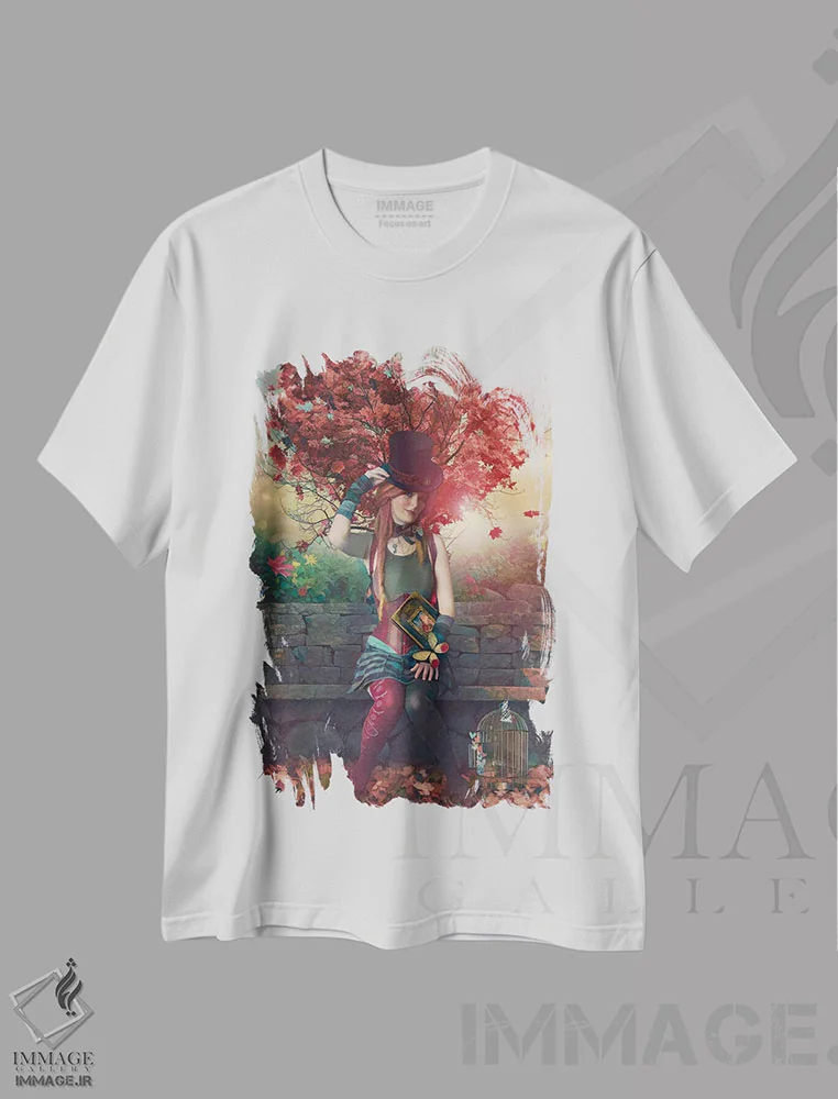 تیشرت سفید طرح دار ولنتاین من باش، تزئینی اثر کلودیا مک کینی | فروشگاه ایماژ