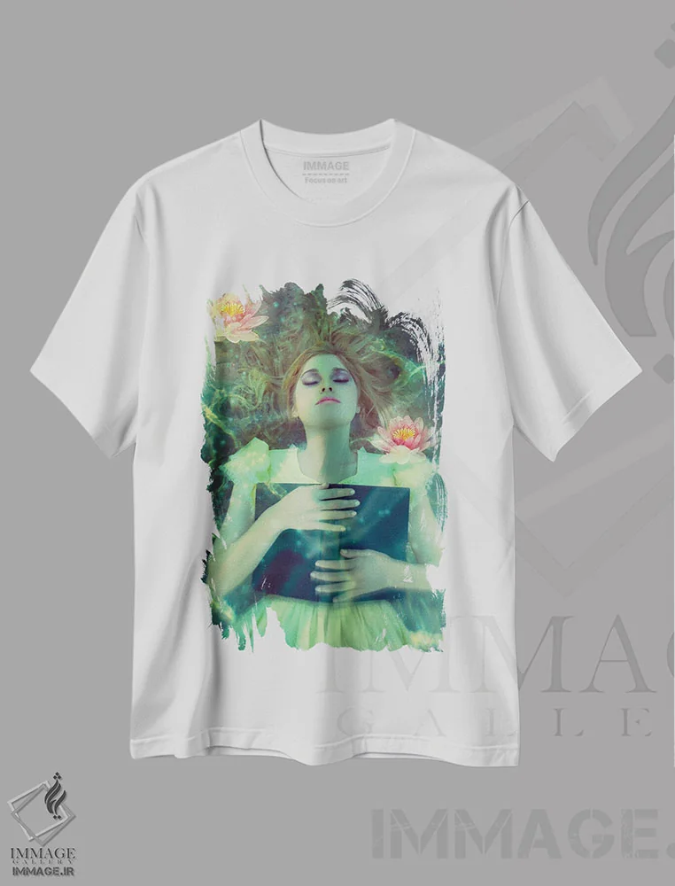 تیشرت سفید طرح دار پری دریایی مونه، تزئینی اثر کلودیا مک کینی | immage.ir