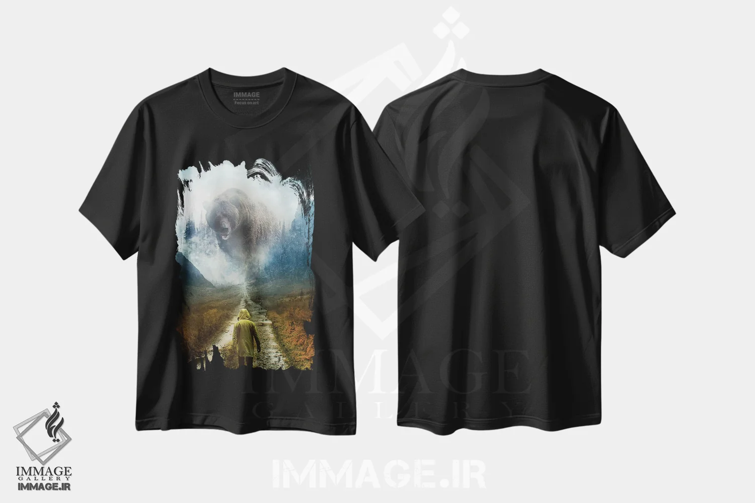 تیشرت مشکی طرح دار سرزمین بی صاحب، تزئینی اثر کلودیا مک کینی | فروشگاه ایماژ