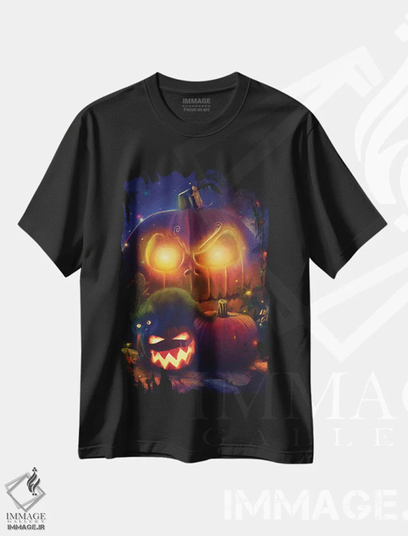 تیشرت مشکی طرح دار هالووین مبارک، تزئینی اثر کلودیا مک کینی | immage.ir