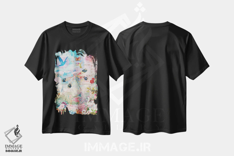 تیشرت مشکی طرح دار رویا، هنر دیجیتال اثر کلودیا مک کینی | فروشگاه ایماژ