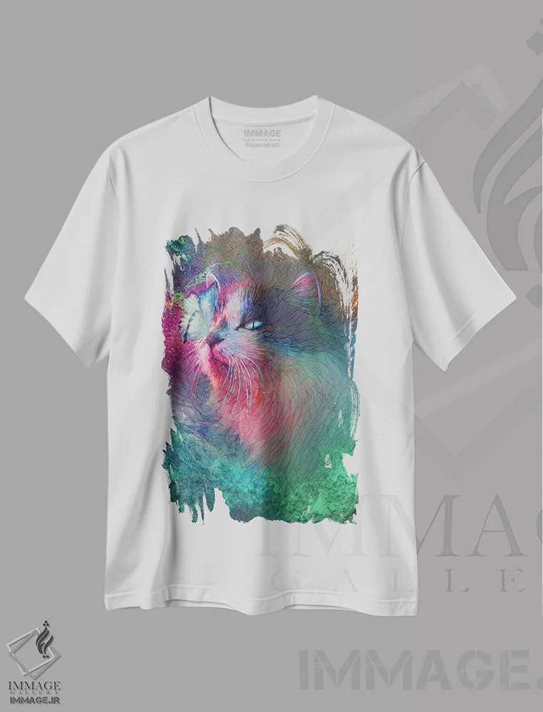 تیشرت سفید طرح دار بوسه های پروانه ای، هنر دیجیتال اثر کلودیا مک کینی | فروشگاه ایماژ