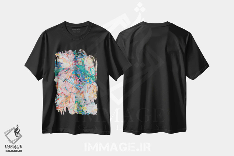 تیشرت مشکی طرح دار باغ سنجاقک، تزئینی اثر کلودیا مک کینی | فروشگاه ایماژ