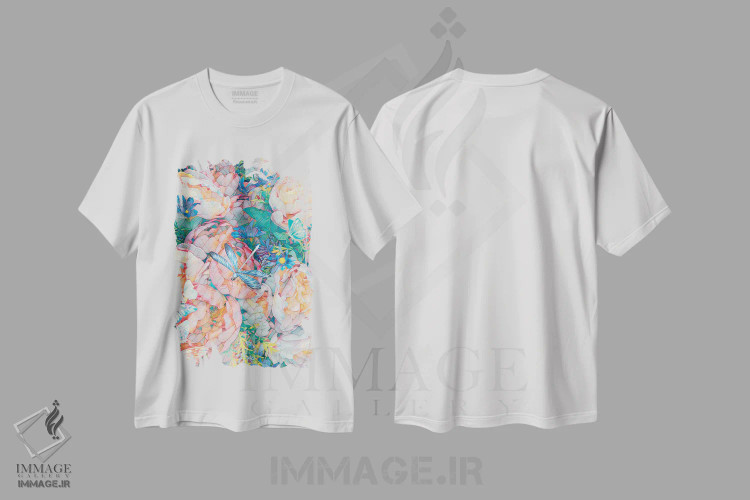 تیشرت سفید طرح دار باغ سنجاقک، تزئینی اثر کلودیا مک کینی | immage.ir