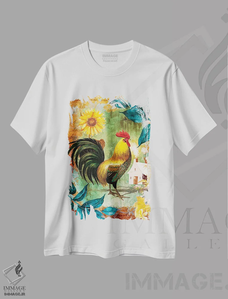 تیشرت سفید طرح دار روزهای مزرعه، دکور روستایی اثر کلودیا مک کینی | فروشگاه ایماژ