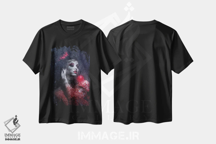 تیشرت مشکی طرح دار درخت نیکی و بدی، تزئینی اثر کلودیا مک کینی | immage.ir