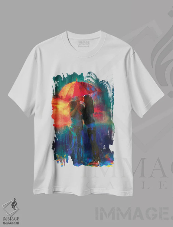 تیشرت سفید طرح دار نقاشی کردن تصاویر، هنر فاخر معاصر اثر کلودیا مک کینی | فروشگاه ایماژ