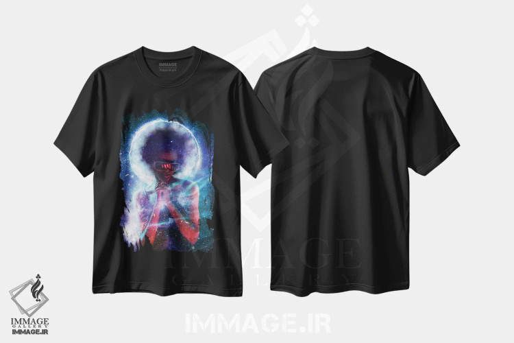 تیشرت مشکی طرح دار برق دار کردن، هنر آمریکایی آفریقایی تبار اثر کلودیا مک کینی | فروشگاه ایماژ