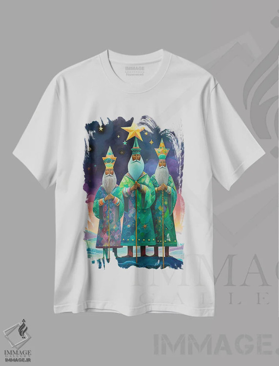 تیشرت سفید طرح دار ما سه پادشاه، تزئینی اثر کلودیا مک کینی | immage.ir