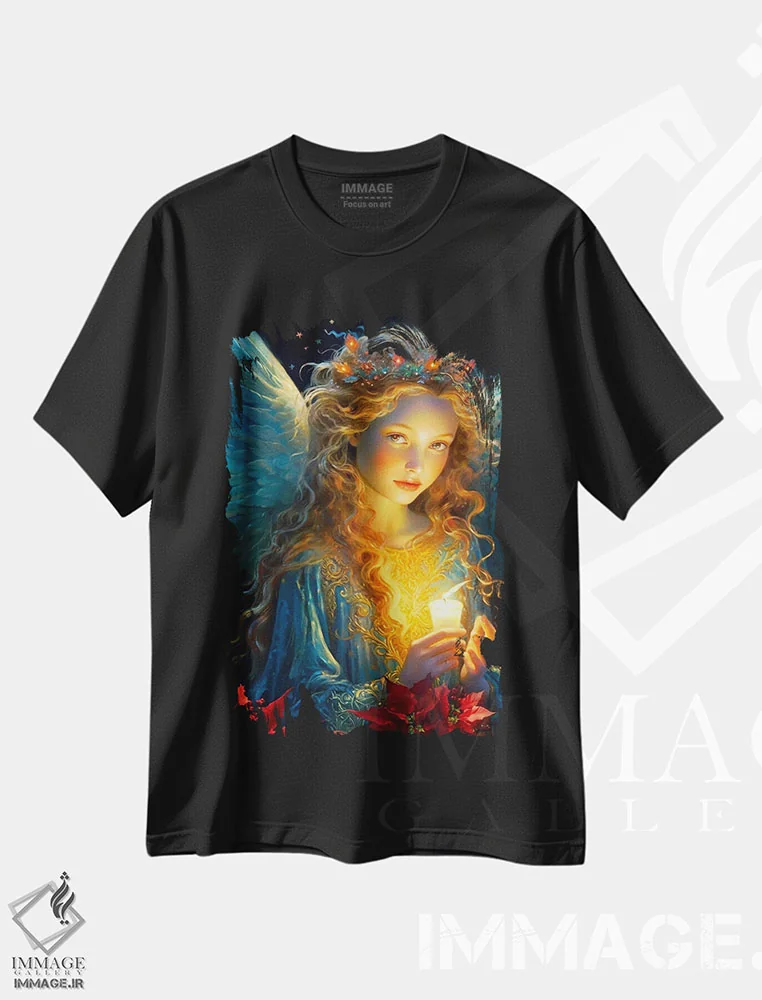 تیشرت مشکی طرح دار شب زنده داری کریسمس، تزئینی اثر کلودیا مک کینی | immage.ir