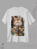 تیشرت سفید طرح دار ادیسهٔ گربه، تزئینی اثر کلودیا مک کینی | immage.ir