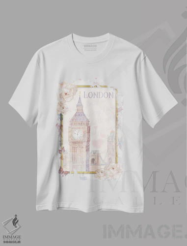 تیشرت سفید طرح دار شهر لندن، تزئینی اثر کلودیا مک کینی | فروشگاه ایماژ