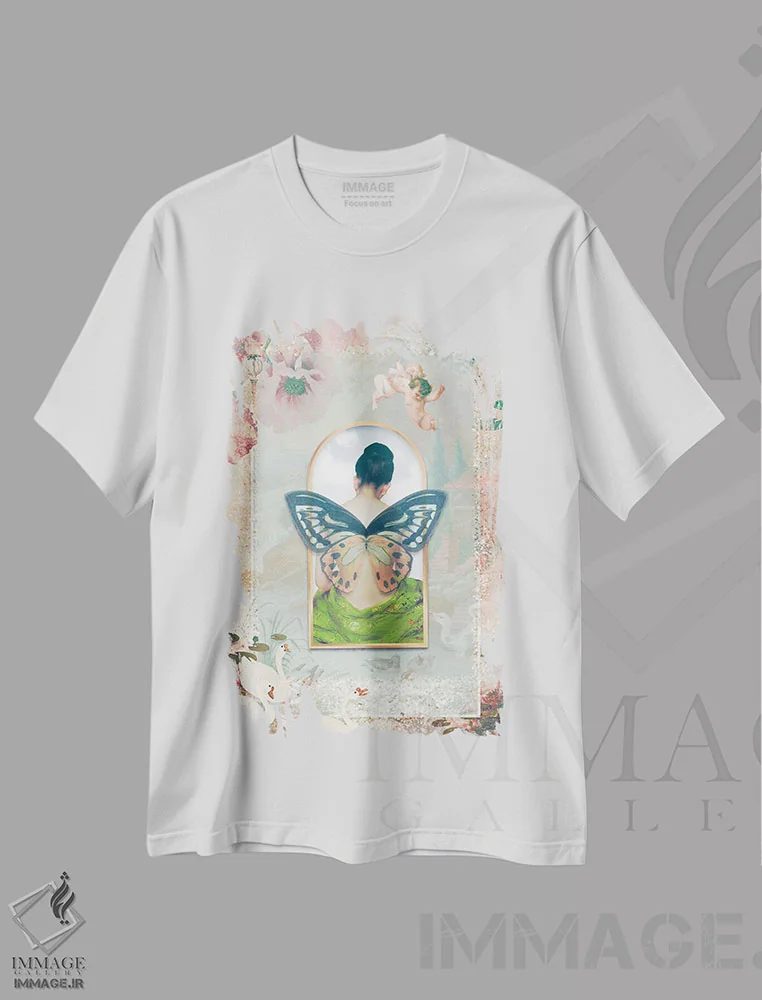 تیشرت سفید طرح دار زیبایی طبیعی، تزئینی اثر کلودیا مک کینی | immage.ir