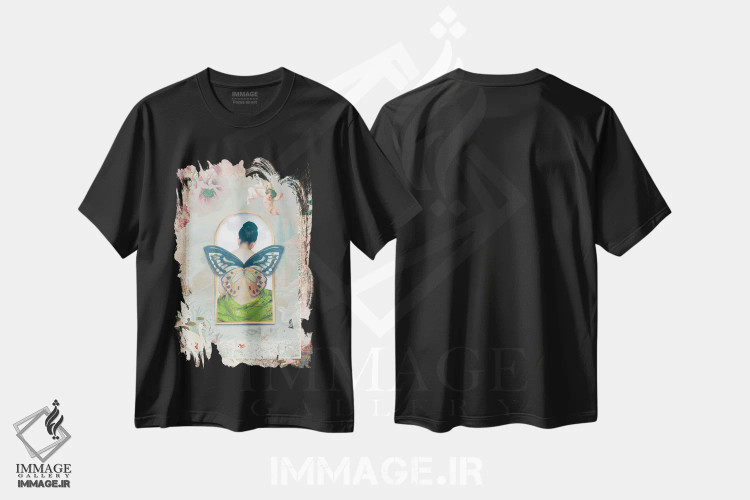 تیشرت مشکی طرح دار زیبایی طبیعی، تزئینی اثر کلودیا مک کینی | فروشگاه ایماژ