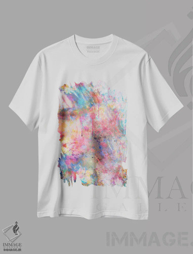 تیشرت سفید طرح دار زن پاستلی، دکور بوهمی اثر کلودیا مک کینی | فروشگاه ایماژ