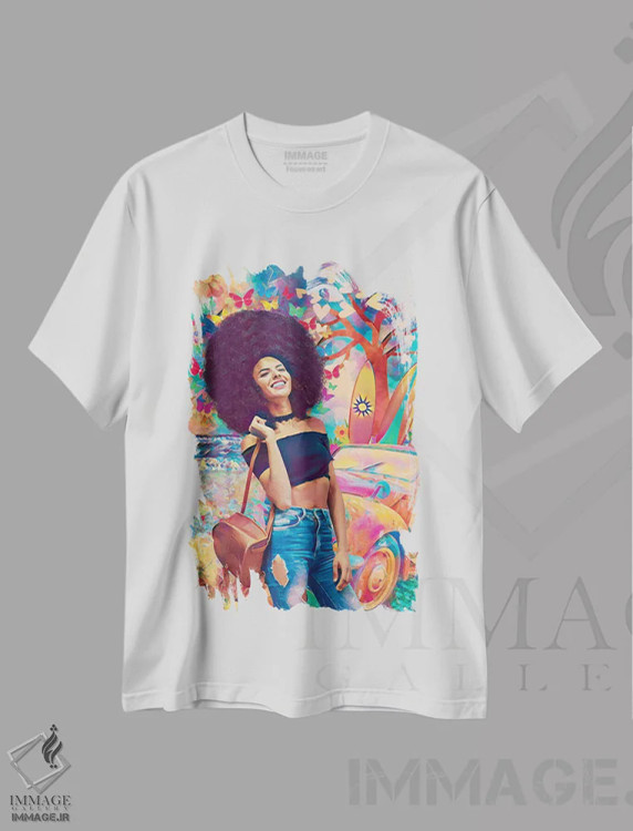 تیشرت سفید طرح دار دنیای رنگ، هنر آمریکایی آفریقایی تبار اثر کلودیا مک کینی | فروشگاه ایماژ