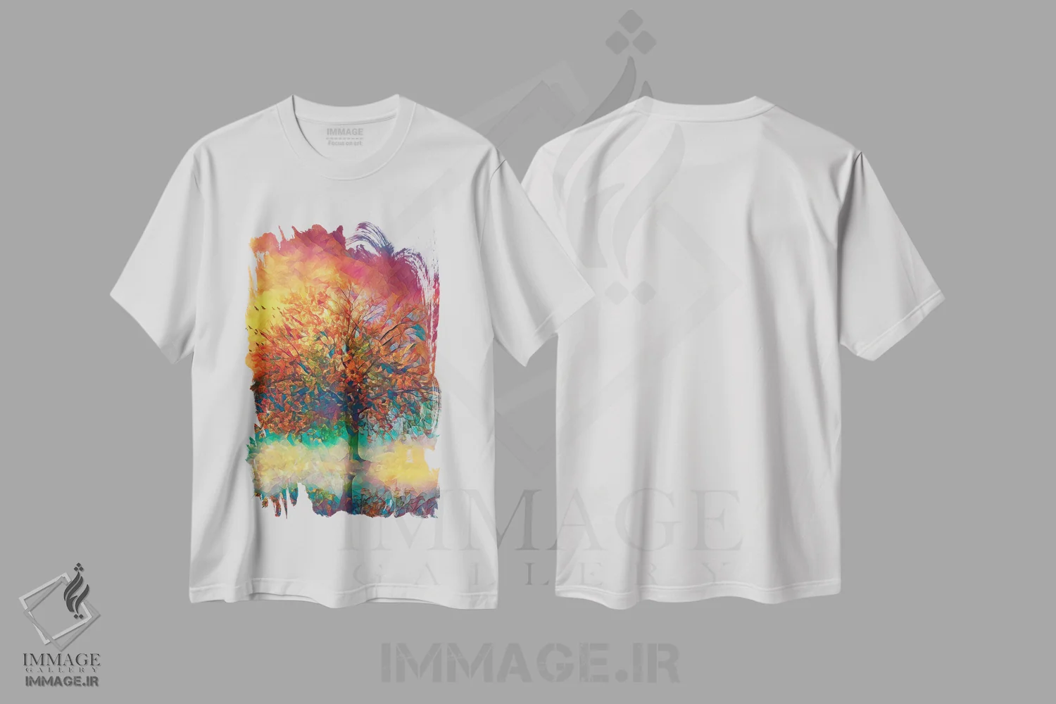 تیشرت سفید طرح دار درخت شگفتی، هنر دیجیتال اثر کلودیا مک کینی | immage.ir