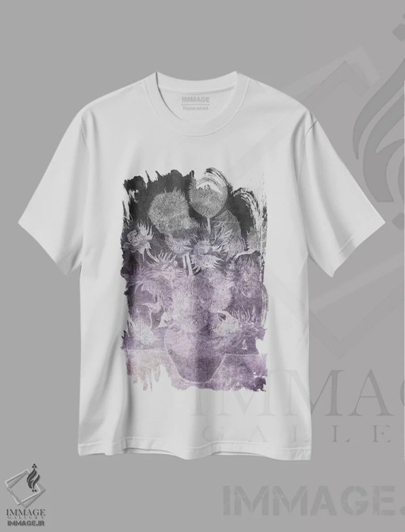 تیشرت سفید طرح دار آفتابگردان شماره شش، هنر دیجیتال اثر فایو بای فایو کالکتیو | فروشگاه ایماژ