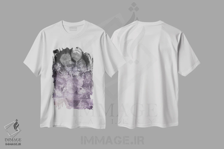 تیشرت سفید طرح دار آفتابگردان شماره شش، هنر دیجیتال اثر فایو بای فایو کالکتیو | فروشگاه ایماژ