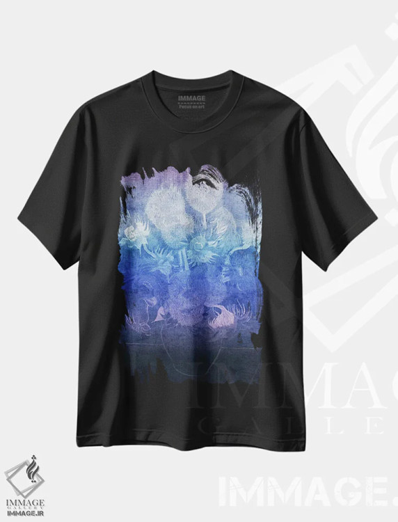 تیشرت مشکی طرح دار آفتابگردان شماره یازده، هنر دیجیتال اثر فایو بای فایو کالکتیو | فروشگاه ایماژ