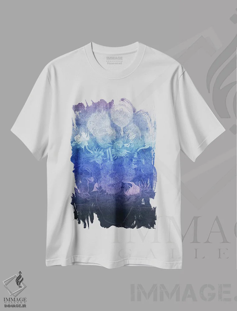 تیشرت سفید طرح دار آفتابگردان شماره یازده، هنر دیجیتال اثر فایو بای فایو کالکتیو | immage.ir