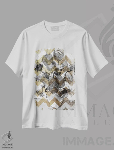 تیشرت سفید طرح دار آفتابگردان شماره دوازده، هنر دیجیتال اثر فایو بای فایو کالکتیو | فروشگاه ایماژ
