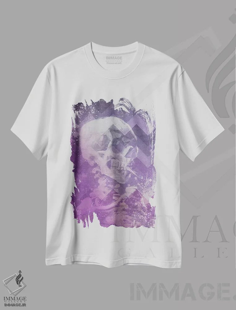 تیشرت سفید طرح دار جمجمه اسکلت شماره هشت، هنر دیجیتال اثر فایو بای فایو کالکتیو | immage.ir