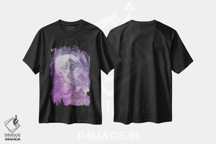 تیشرت مشکی طرح دار جمجمه اسکلت شماره هشت، هنر دیجیتال اثر فایو بای فایو کالکتیو | فروشگاه ایماژ