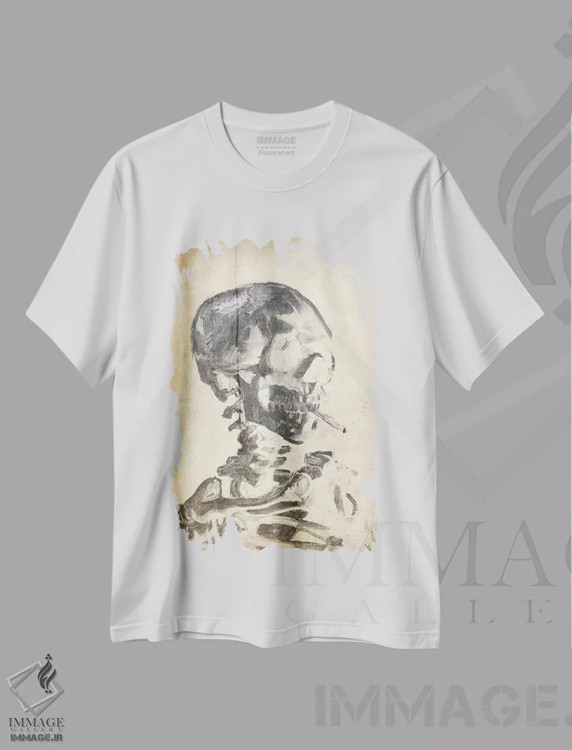 تیشرت سفید طرح دار جمجمه اسکلت شماره ده، هنر دیجیتال اثر فایو بای فایو کالکتیو | immage.ir