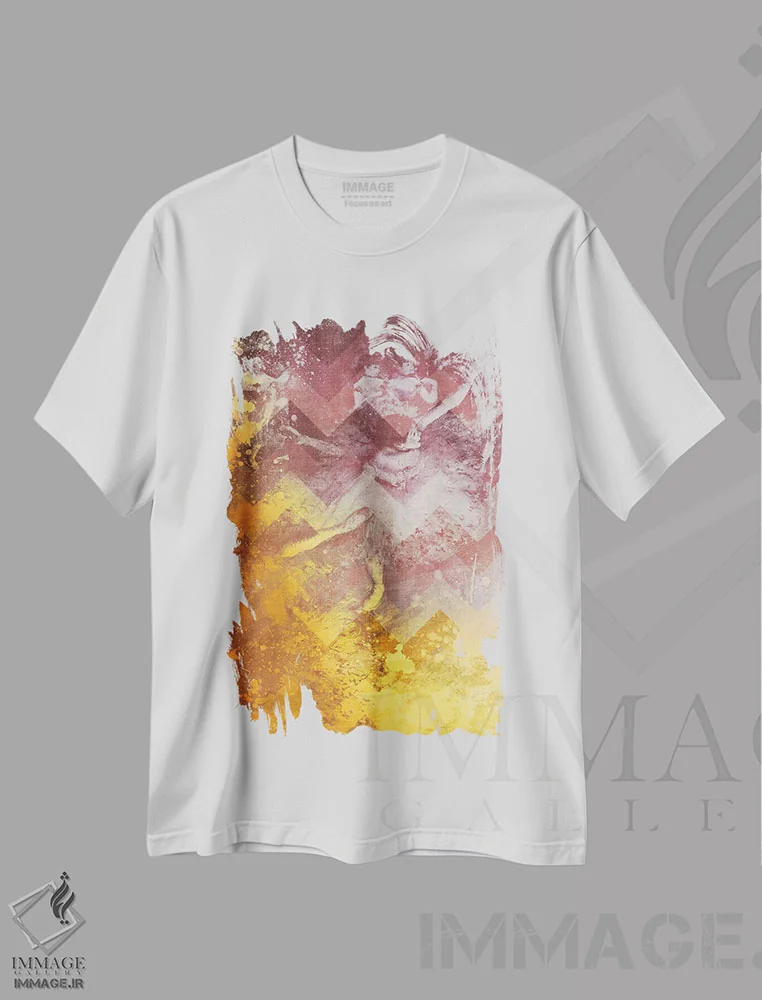 تیشرت سفید طرح دار رقاص سبز شماره چهار، هنر دیجیتال اثر فایو بای فایو کالکتیو | فروشگاه ایماژ