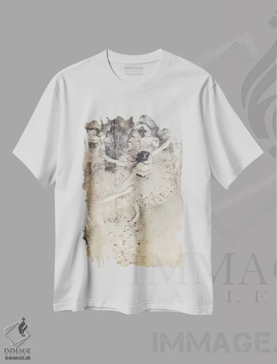 تیشرت سفید طرح دار رقاص سبز شماره پنج، هنر فاخر اثر فایو بای فایو کالکتیو | immage.ir