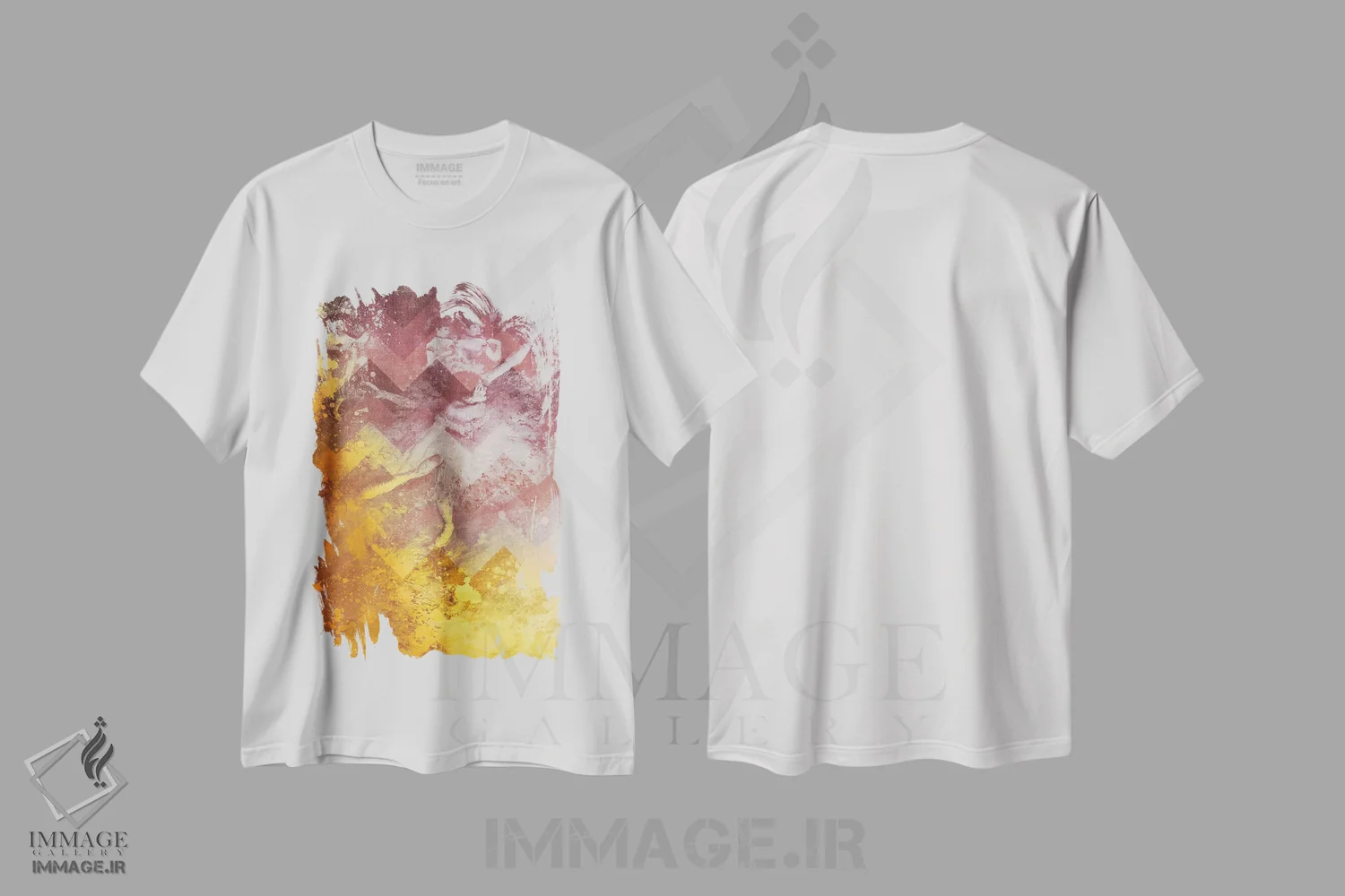 تیشرت سفید طرح دار رقاص سبز شماره چهار، هنر دیجیتال اثر فایو بای فایو کالکتیو | فروشگاه ایماژ