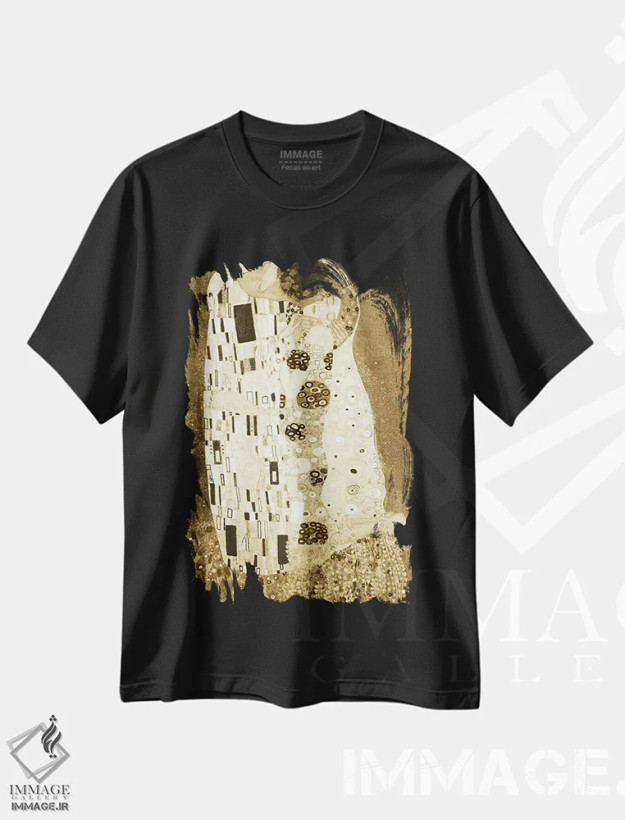 تیشرت مشکی طرح دار بوسه شماره یک، هنر دیجیتال اثر فایو بای فایو کالکتیو | فروشگاه ایماژ