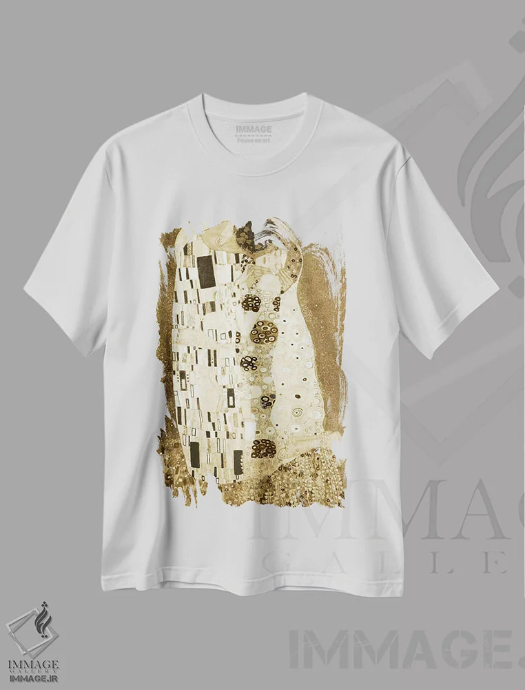 تیشرت سفید طرح دار بوسه شماره یک، هنر دیجیتال اثر فایو بای فایو کالکتیو | immage.ir