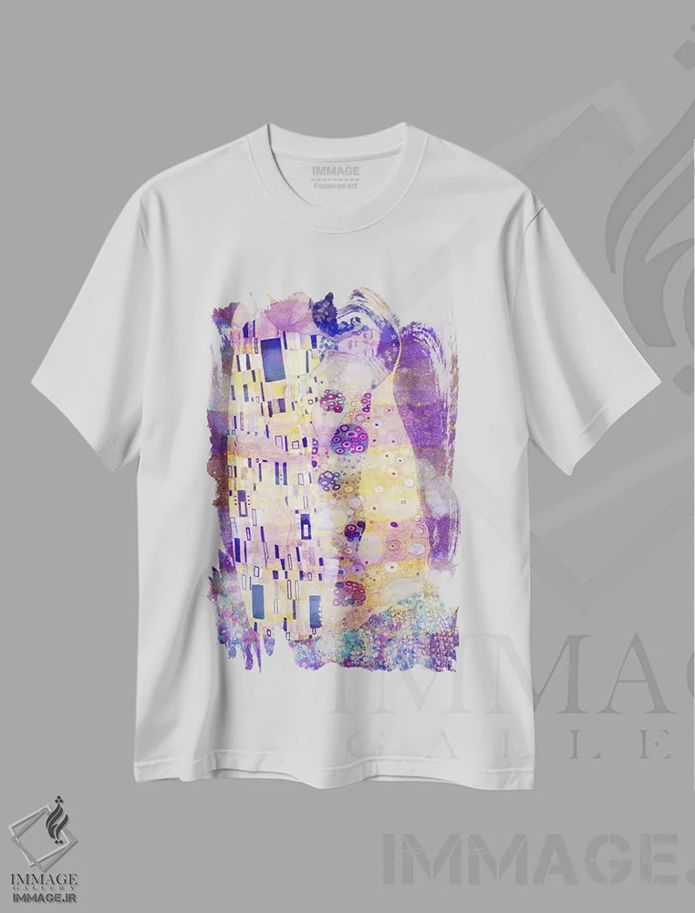 تیشرت سفید طرح دار بوسه شماره دو، هنر دیجیتال اثر فایو بای فایو کالکتیو | فروشگاه ایماژ