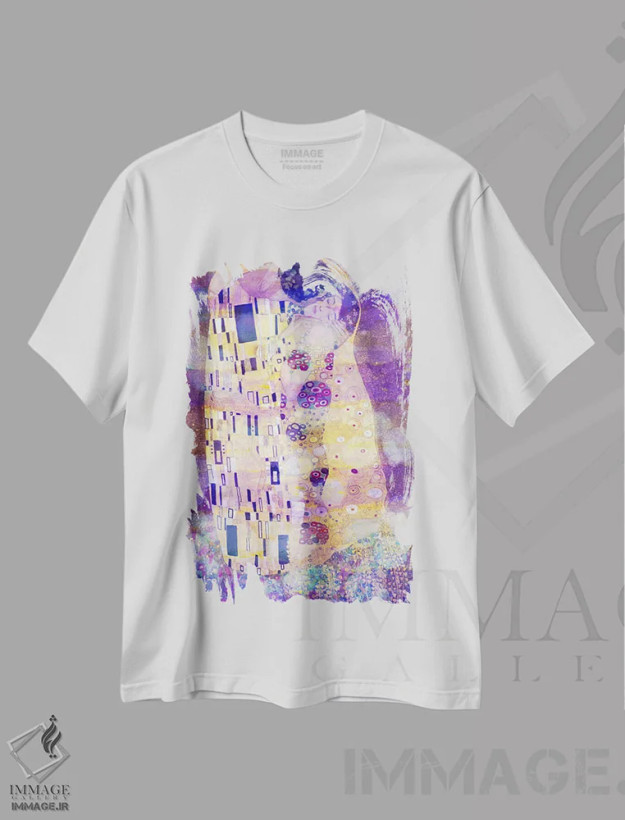 تیشرت سفید طرح دار بوسه شماره دو، هنر دیجیتال اثر فایو بای فایو کالکتیو | فروشگاه ایماژ