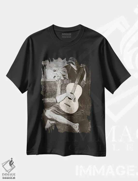 تیشرت مشکی طرح دار گیتارنواز پیر شماره چهار، هنر دیجیتال اثر فایو بای فایو کالکتیو | immage.ir
