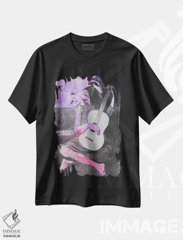 تیشرت مشکی طرح دار گیتارنواز پیر شماره پنج، هنر دیجیتال اثر فایو بای فایو کالکتیو | فروشگاه ایماژ