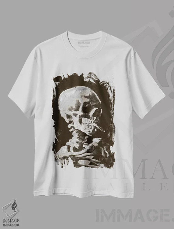 تیشرت سفید طرح دار جمجمه اسکلت شماره چهار، هنر دیجیتال اثر فایو بای فایو کالکتیو | فروشگاه ایماژ