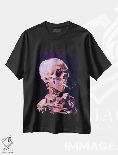 تیشرت مشکی طرح دار جمجمه اسکلت شماره پنج، هنر دیجیتال اثر فایو بای فایو کالکتیو | فروشگاه ایماژ