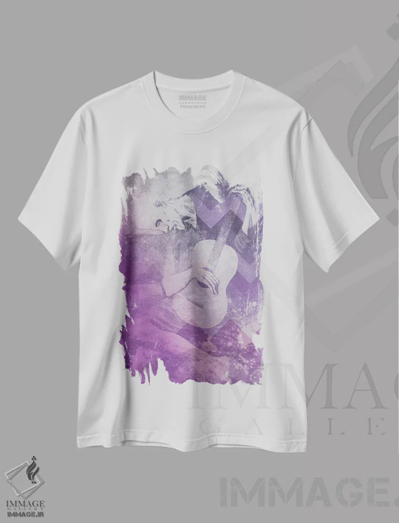 تیشرت سفید طرح دار نوازنده پیر گیتار هشتم، مدیوم اثر فایو بای فایو کالکتیو | immage.ir