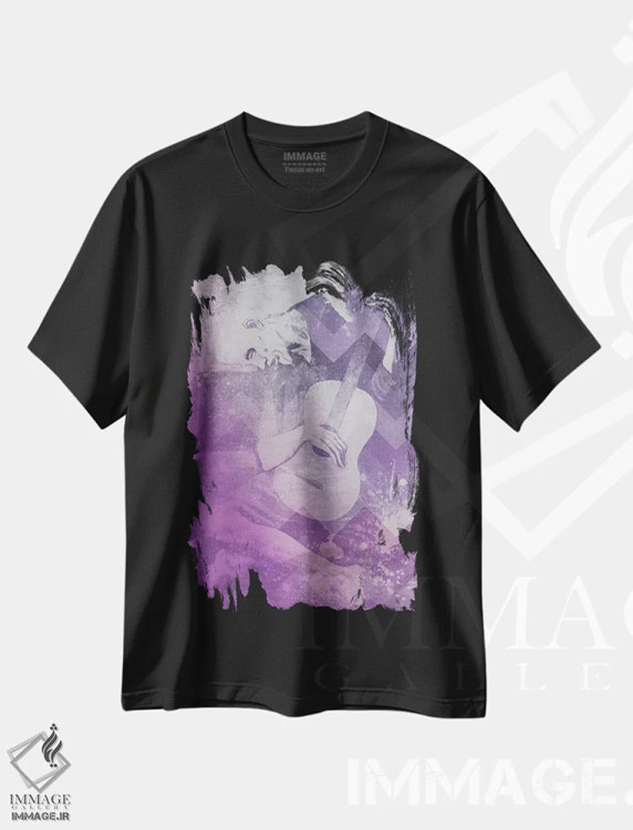 تیشرت مشکی طرح دار نوازنده پیر گیتار هشتم، مدیوم اثر فایو بای فایو کالکتیو | فروشگاه ایماژ