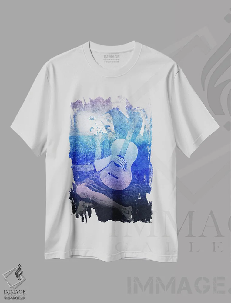 تیشرت سفید طرح دار نوازنده پیر گیتار یازدهم، مدیوم اثر فایو بای فایو کالکتیو | فروشگاه ایماژ
