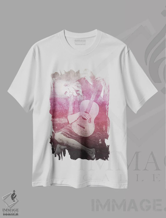 تیشرت سفید طرح دار نوازنده پیر گیتار دوازدهم، مدیوم اثر فایو بای فایو کالکتیو | immage.ir