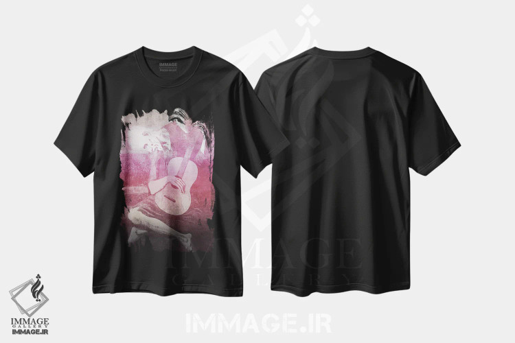 تیشرت مشکی طرح دار نوازنده پیر گیتار دوازدهم، مدیوم اثر فایو بای فایو کالکتیو | فروشگاه ایماژ
