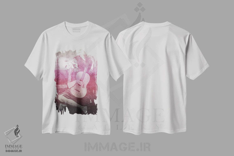 تیشرت سفید طرح دار نوازنده پیر گیتار دوازدهم، مدیوم اثر فایو بای فایو کالکتیو | immage.ir